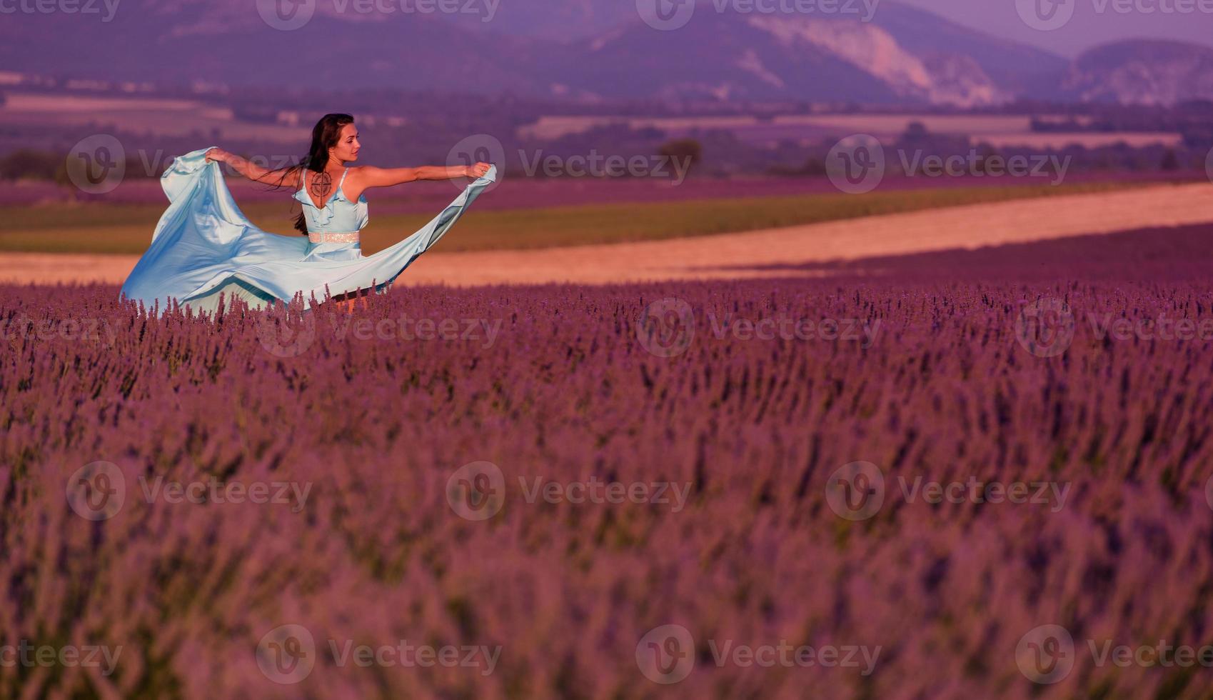 woman in lavender flower field photo