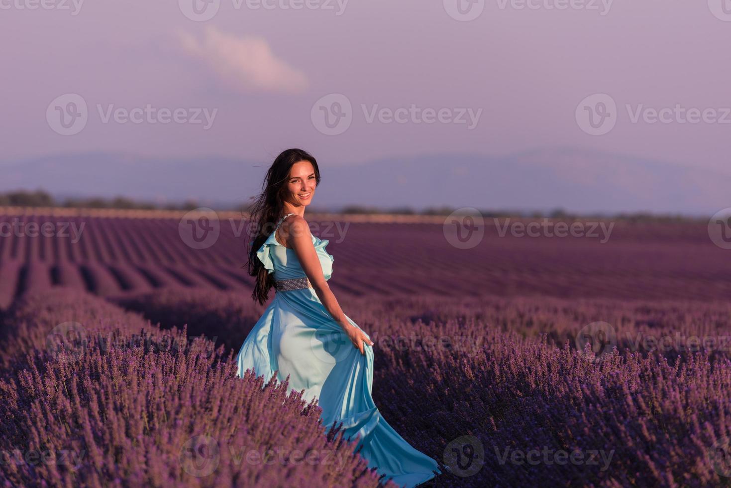 woman in lavender flower field photo