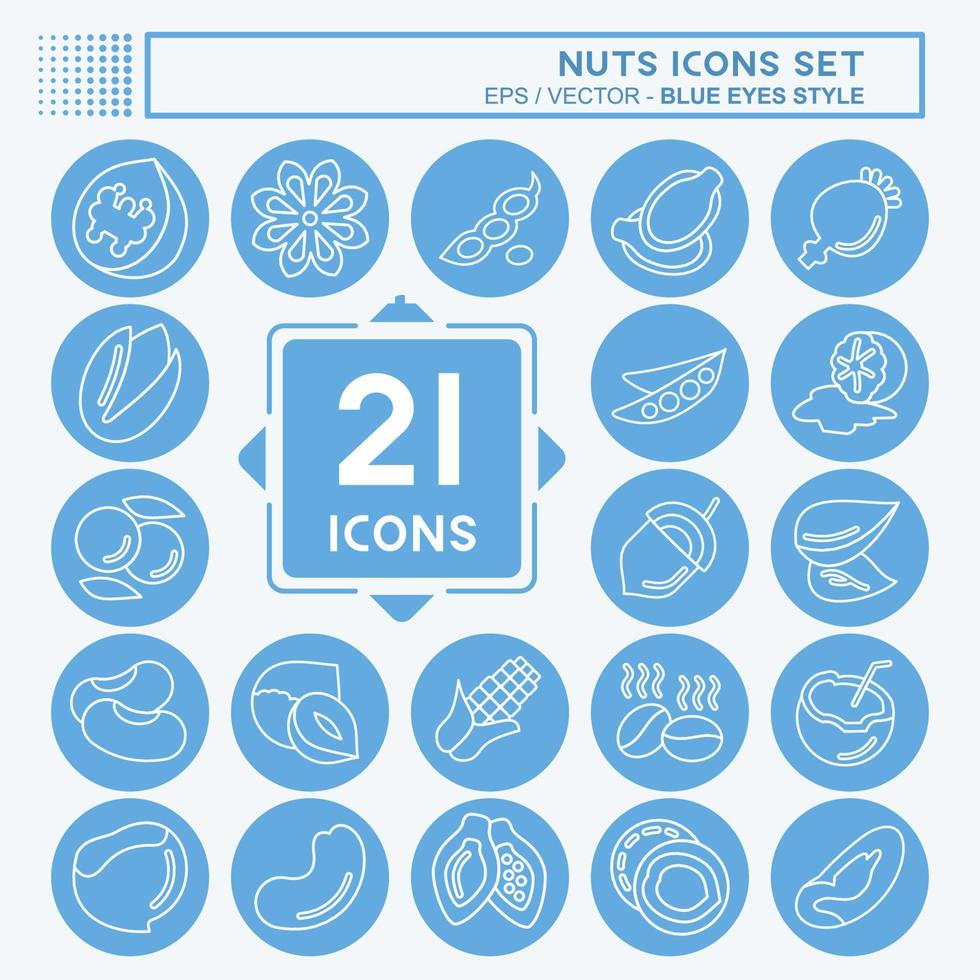 Icon Set Nuts. suitable for Nuts symbol. blue eyes style. simple design editable. design template vector. simple illustration vector