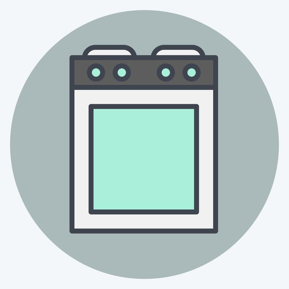 Icon Stove. suitable for Kitchen Appliances symbol. color mate style. simple design editable. design template vector. simple illustration vector