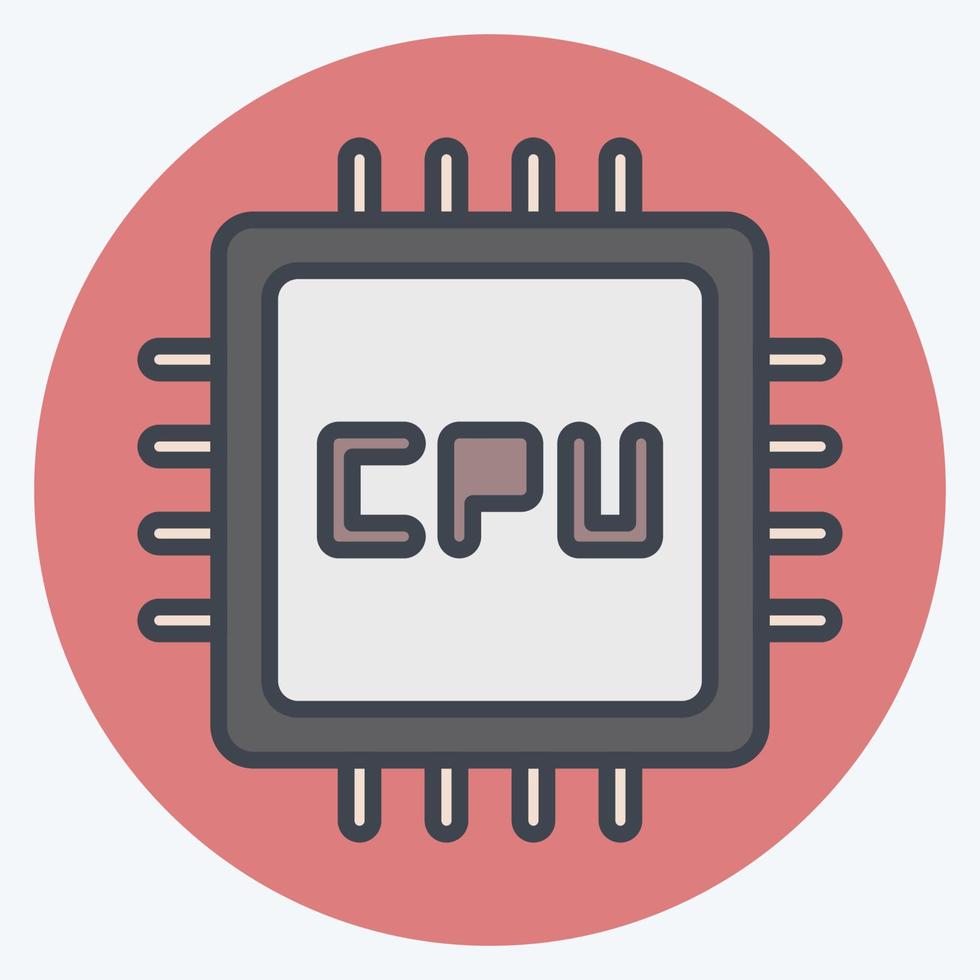 Icon CPU. suitable for Computer Components symbol. color mate style. simple design editable. design template vector. simple illustration vector