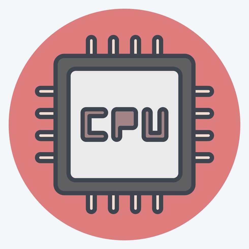 CPU de icono. adecuado para el símbolo de los componentes de la computadora. estilo compañero de color. diseño simple editable. vector de plantilla de diseño. ilustración sencilla