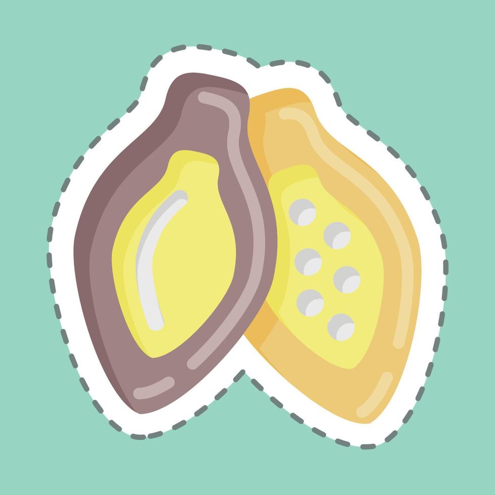 Sticker line cut Cacao Pod. suitable for Nuts symbol. simple design editable. design template vector. simple illustration vector
