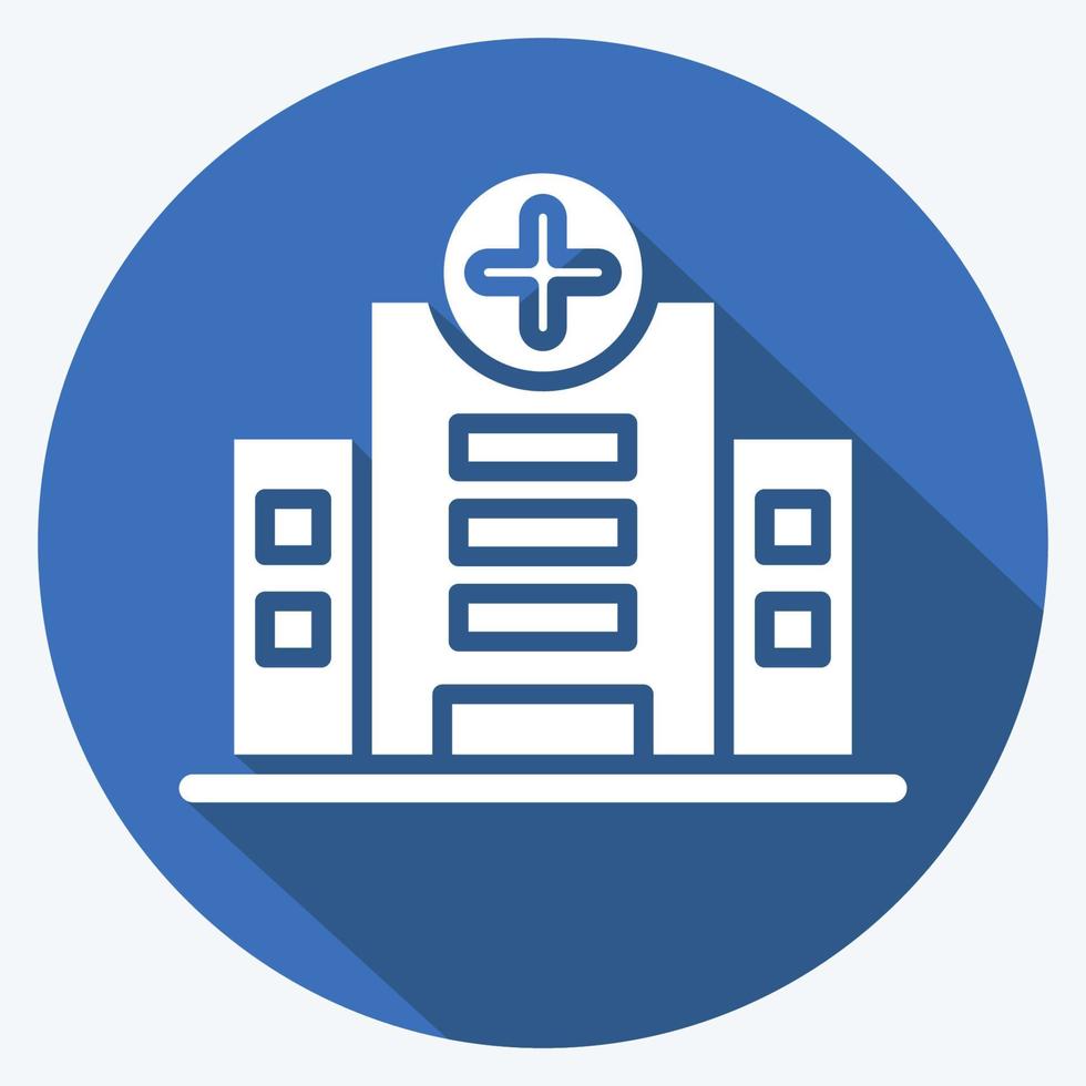 Icon Hospital. suitable for education symbol. long shadow style. simple design editable. design template vector. simple illustration vector