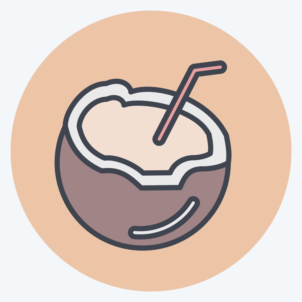 icono de coco. adecuado para el símbolo de las nueces. estilo compañero de color. diseño simple editable. vector de plantilla de diseño. ilustración sencilla