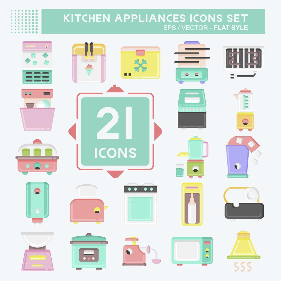 conjunto de iconos de electrodomésticos de cocina. adecuado para el símbolo de juegos de cocina. estilo plano diseño simple editable. vector de plantilla de diseño. ilustración sencilla