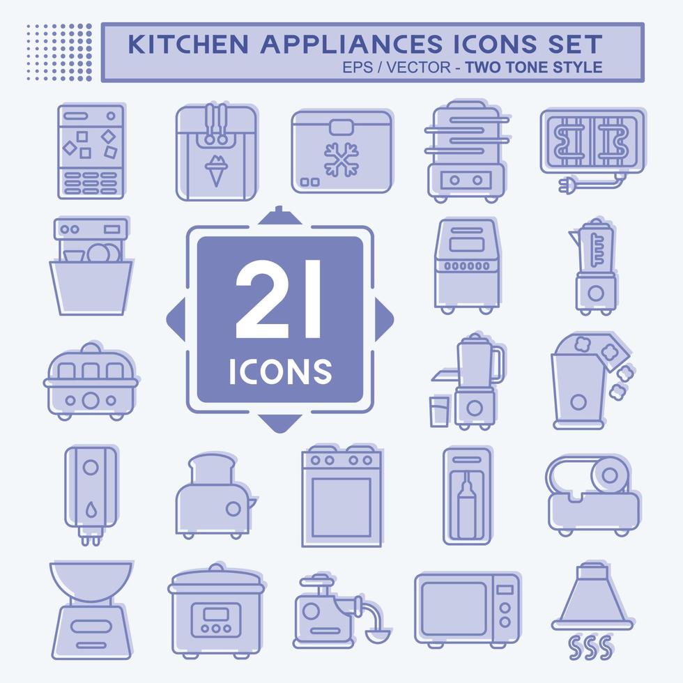 conjunto de iconos de electrodomésticos de cocina. adecuado para el símbolo de juegos de cocina. estilo de dos tonos. diseño simple editable. vector de plantilla de diseño. ilustración sencilla