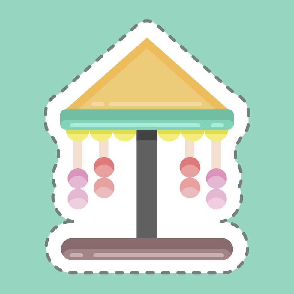 Sticker line cut Carousel. suitable for City Park symbol. simple design editable. design template vector. simple illustration vector