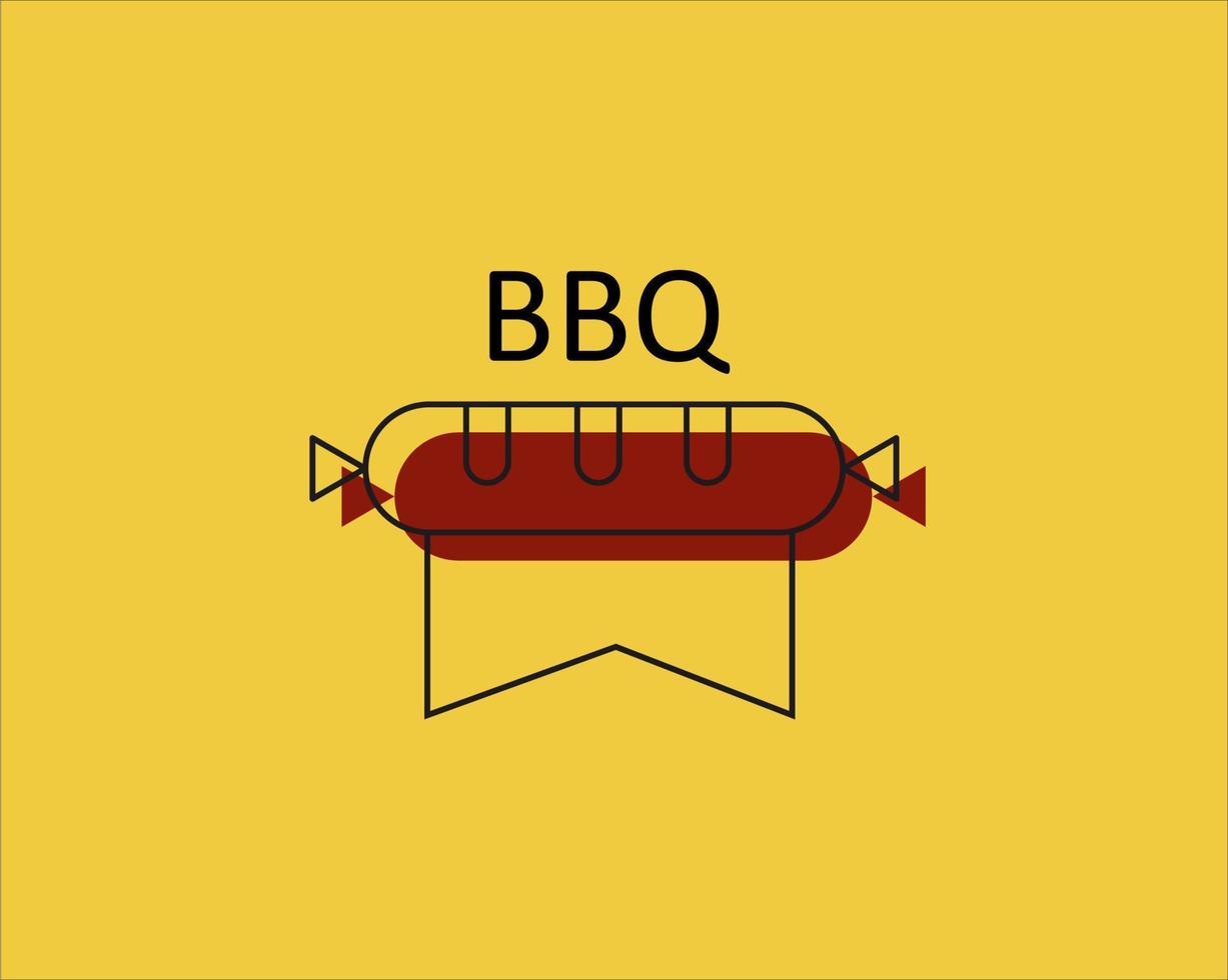 Vintage Retro BBQ Grill, Barbeque vector logo template