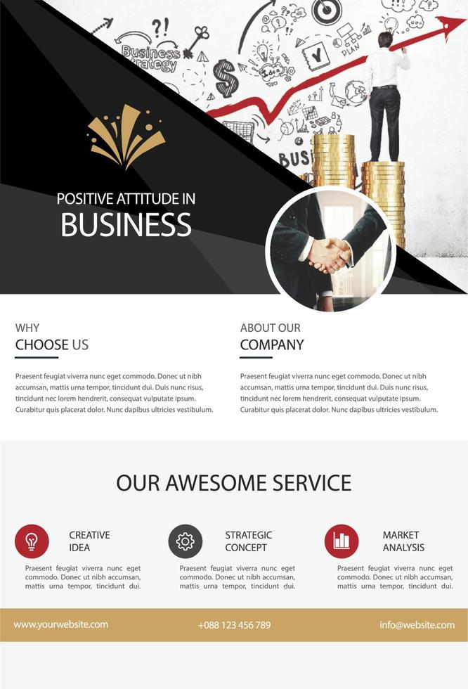 Black and gold flyer cover business brochure vector design, Leaflet advertising abstract background, Modern poster magazine layout template, Annual report for presentation.