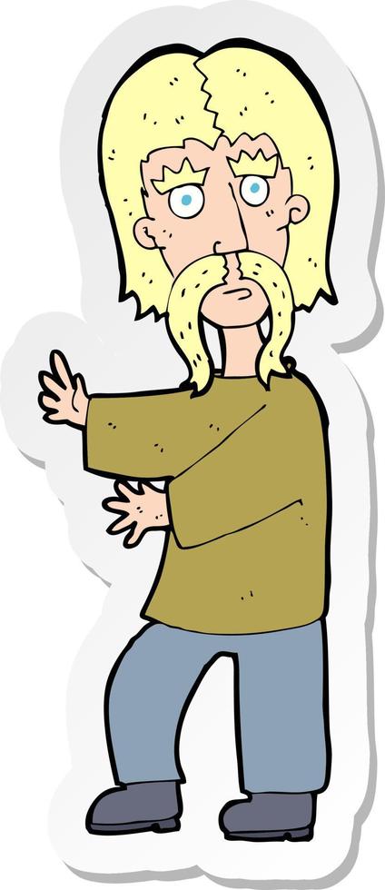 sticker of a cartoon mustache man vector