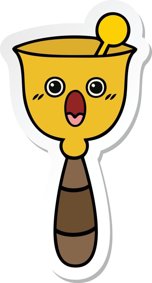 sticker of a cute cartoon school bell vector