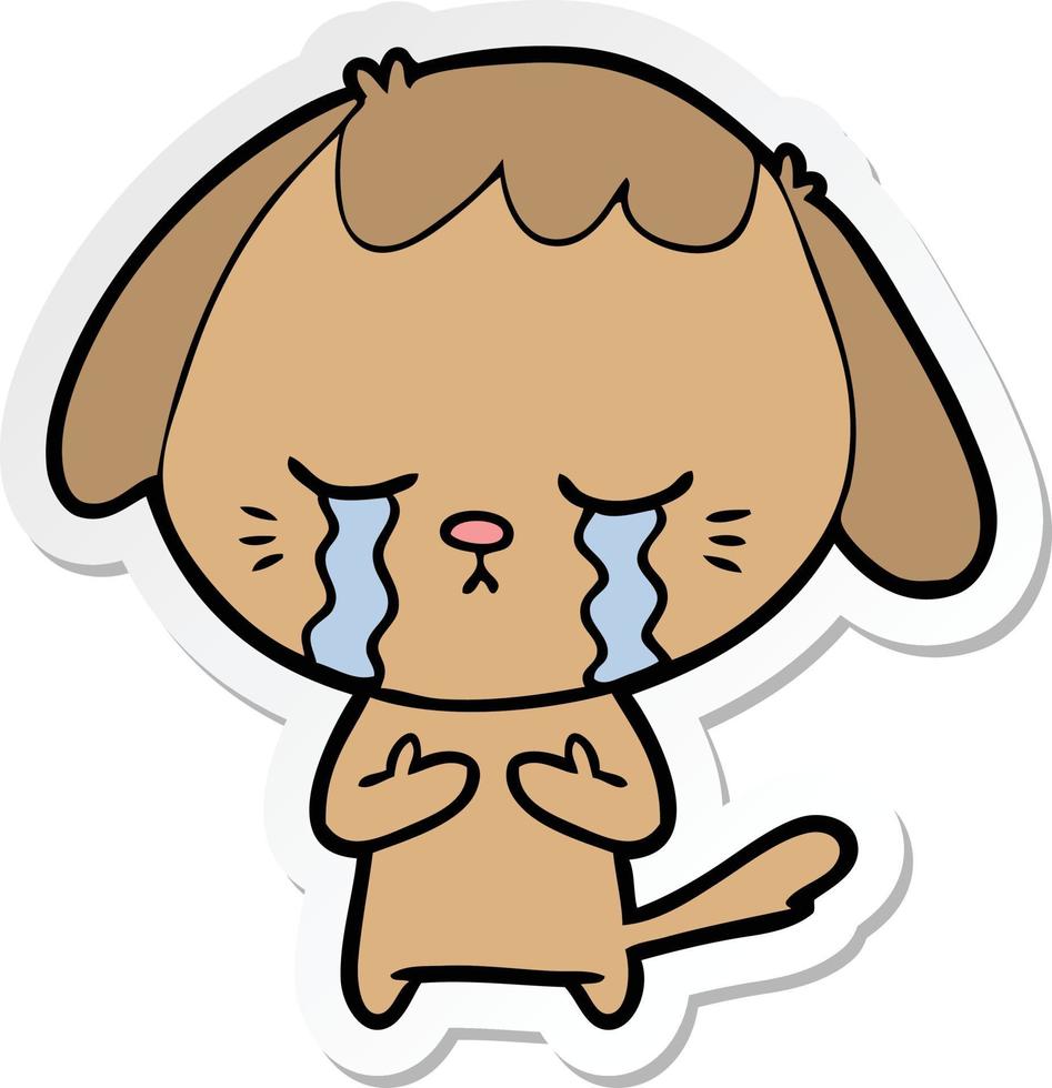 pegatina de un perro llorando de dibujos animados vector