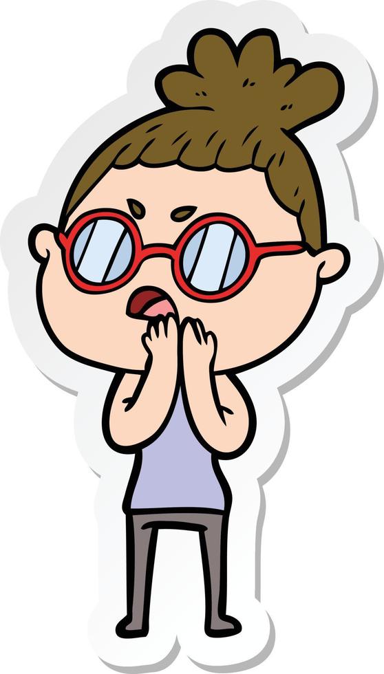 sticker of a cartoon annoyed woman vector