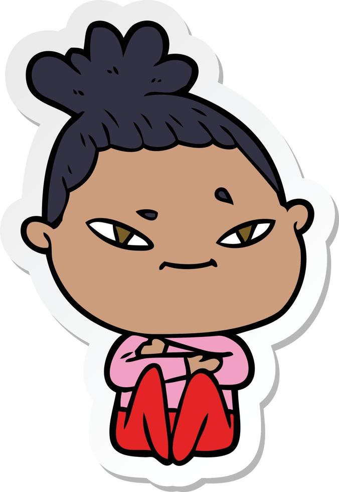 sticker of a cartoon woman vector