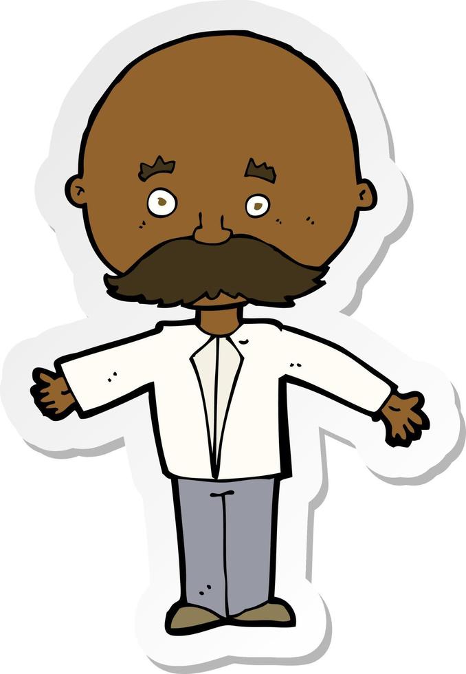 sticker of a cartoon man with mustache vector