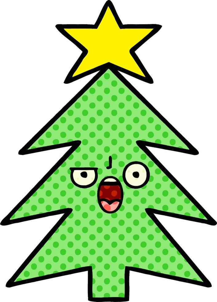 comic book style cartoon christmas tree vector