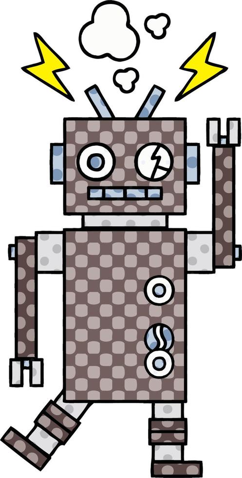 comic book style cartoon malfunctioning robot vector