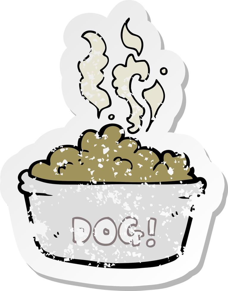 retro distressed sticker of a cartoon dog food vector