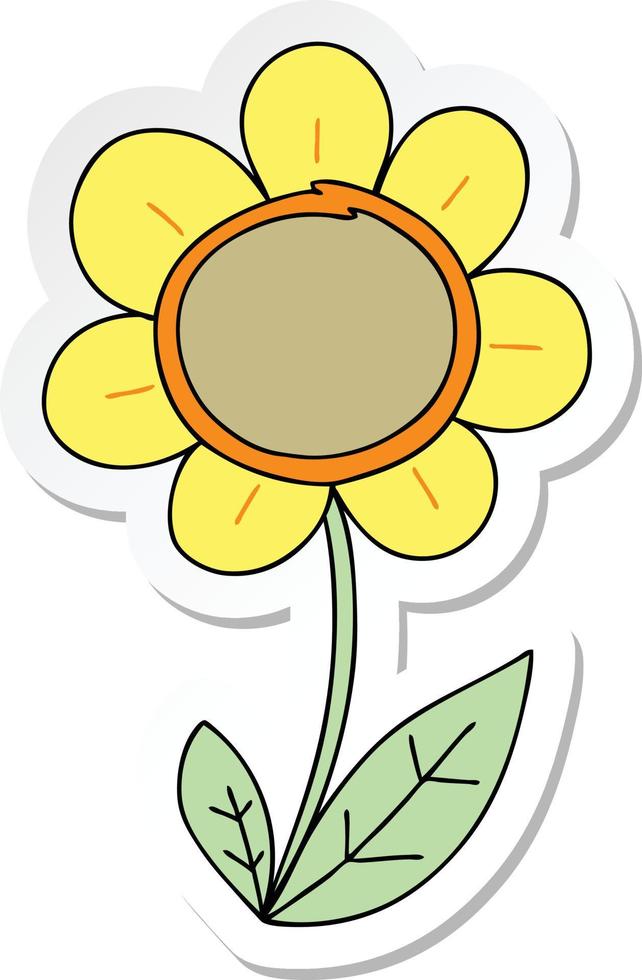 sticker of a quirky hand drawn cartoon daisy vector