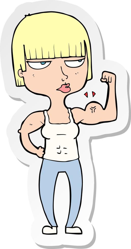 sticker of a cartoon gym woman vector