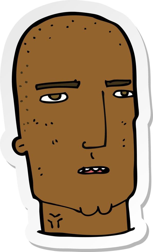 sticker of a cartoon bald tough guy vector