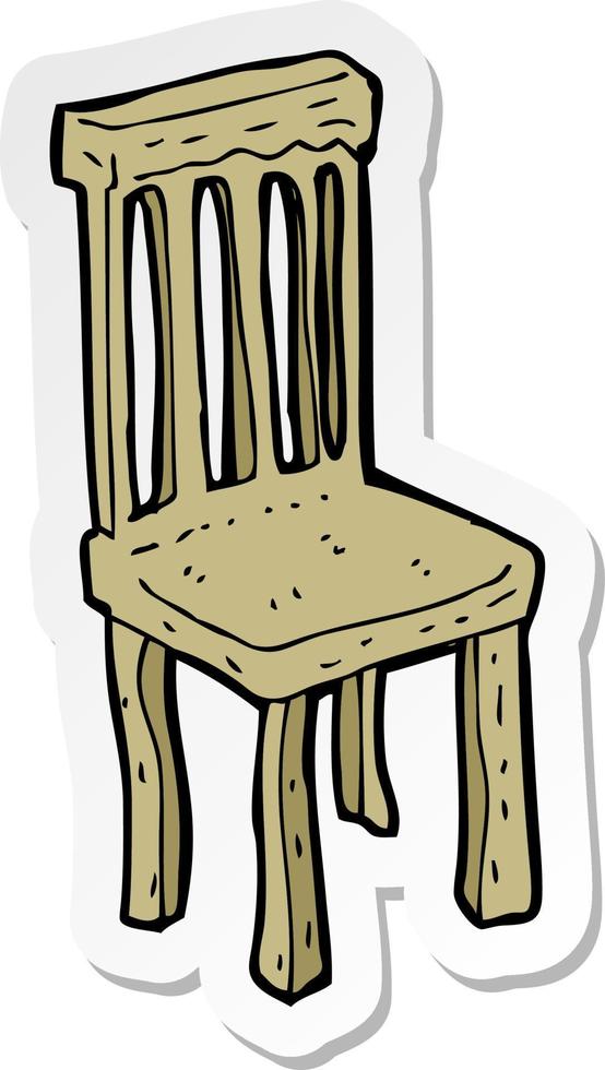 pegatina de una vieja silla de madera de dibujos animados vector