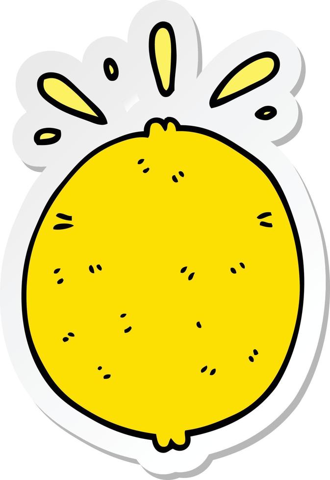 sticker of a cartoon lemon vector