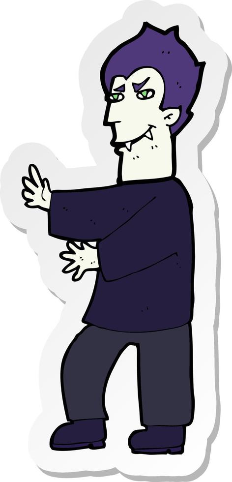 sticker of a cartoon vampire vector