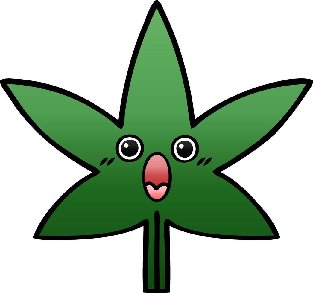 gradient shaded cartoon marijuana leaf vector