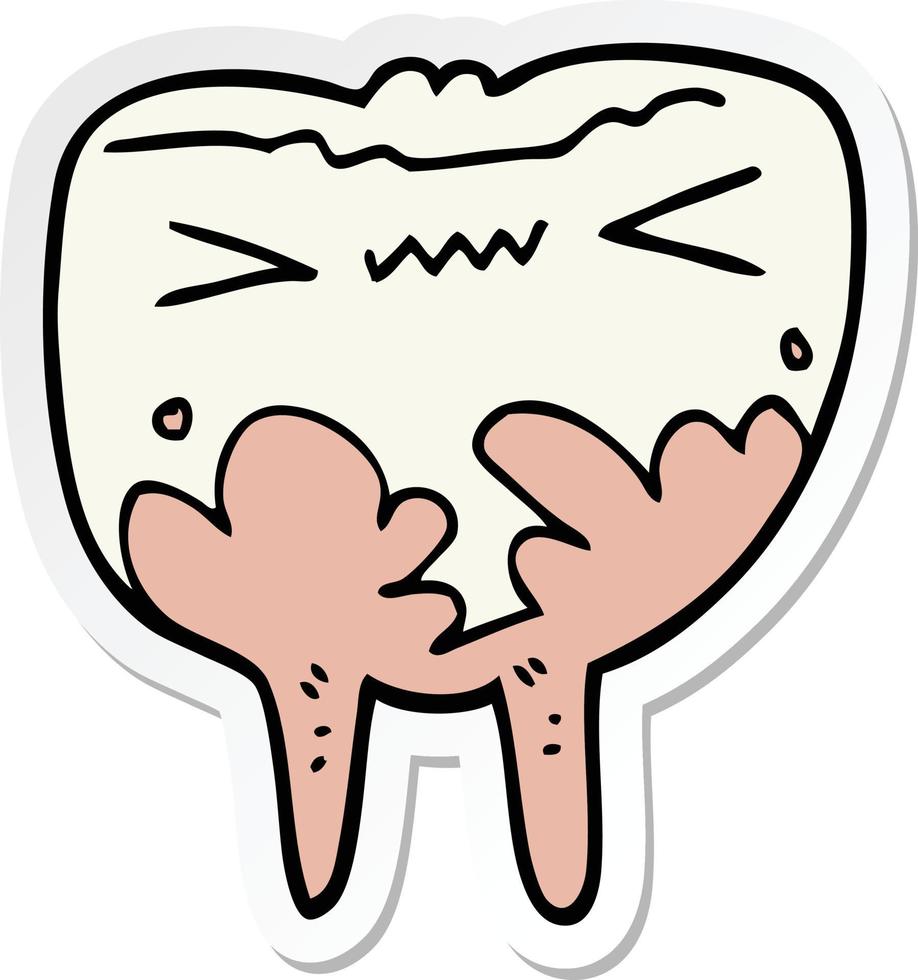sticker of a cartoon bad tooth vector