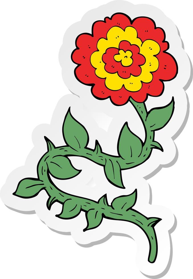 sticker of a cartoon flower vector