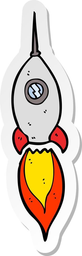 sticker of a cartoon spaceship vector