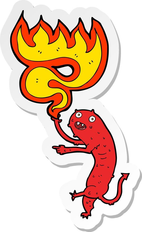 sticker of a cartoon gross little monster vector