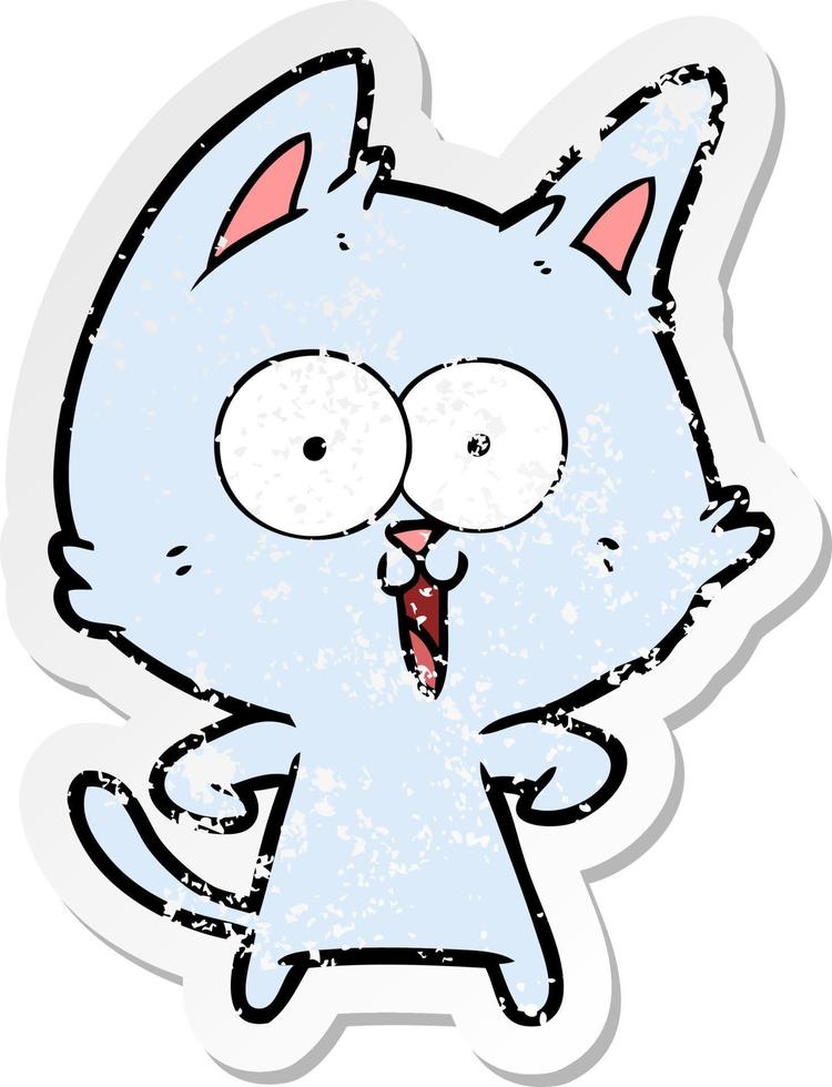 pegatina angustiada de un divertido gato de dibujos animados vector
