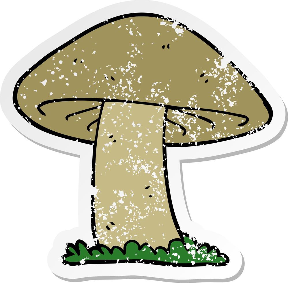 distressed sticker of a cartoon mushroom vector