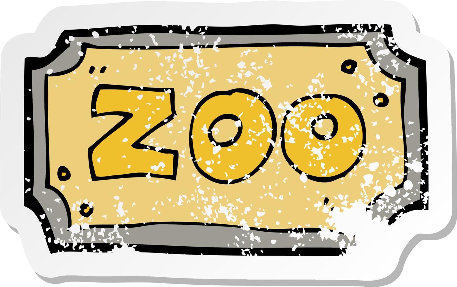 retro distressed sticker of a cartoon zoo sign vector