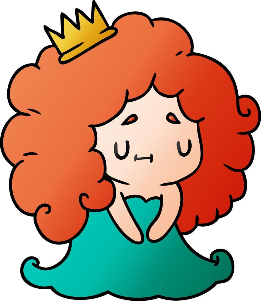 dibujos animados degradados de una linda princesa kawaii vector