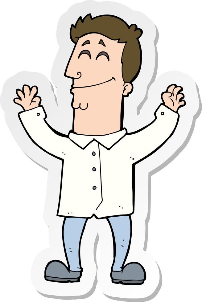 sticker of a cartoon happy man vector