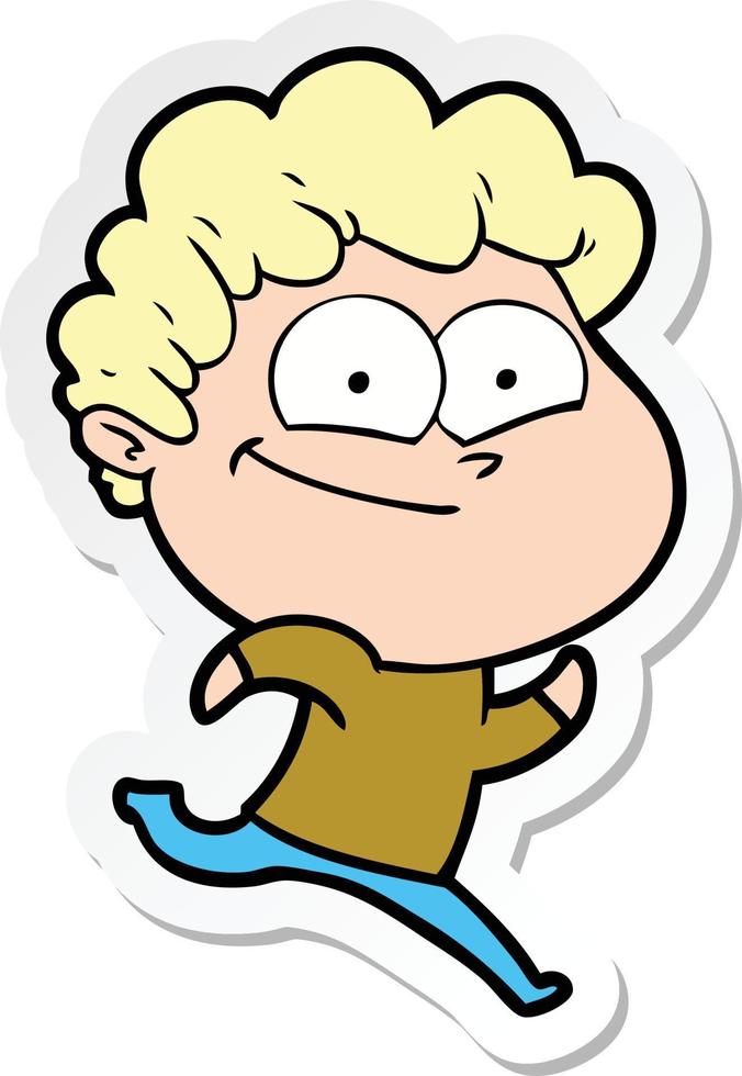 sticker of a cartoon happy man vector