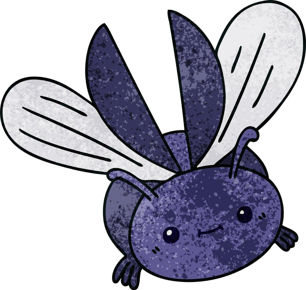 quirky hand drawn cartoon flying beetle vector