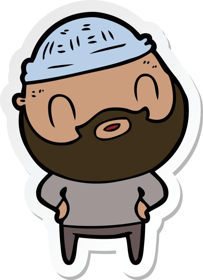 sticker of a cartoon bearded man vector