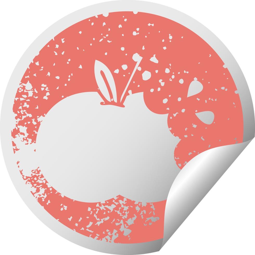 símbolo de pegatina de peeling circular angustiado manzana jugosa vector