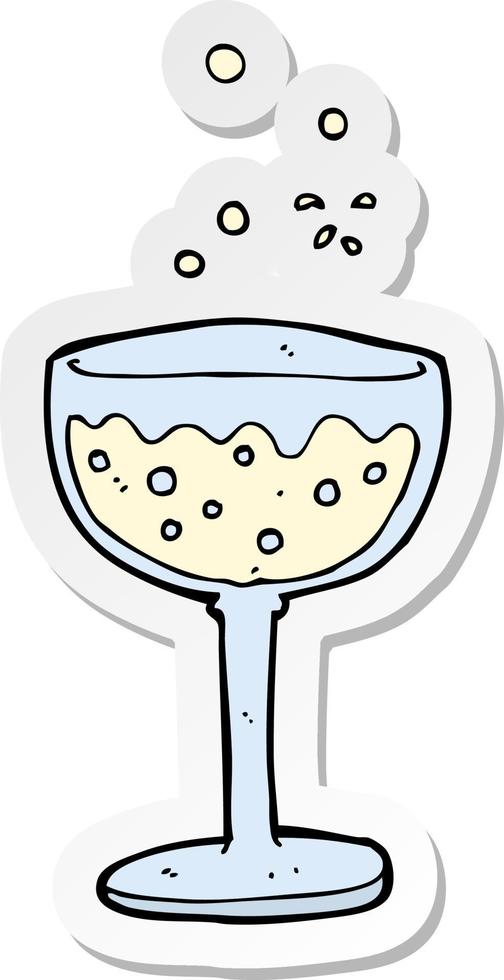 sticker of a cartoon sparkling wine vector