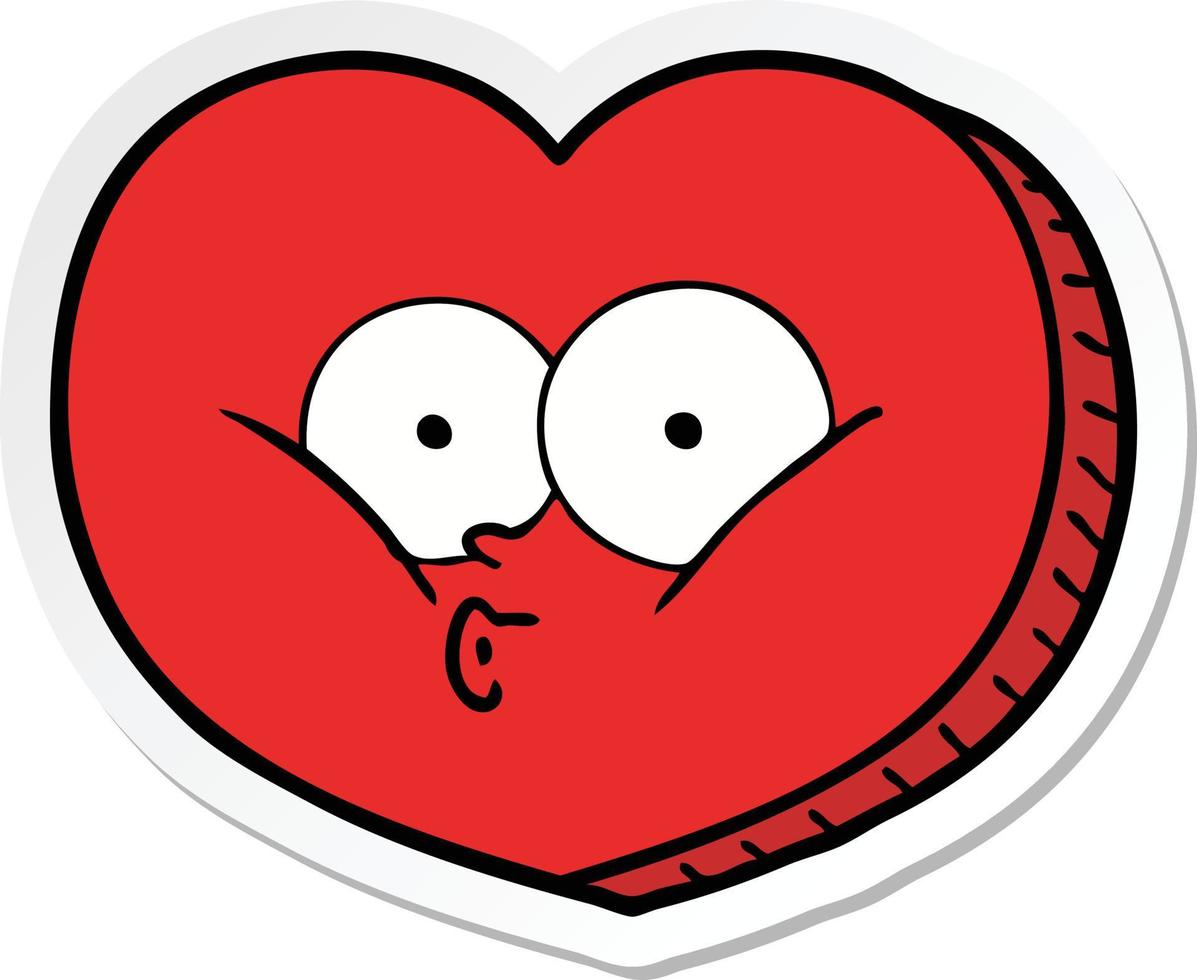 sticker of a cartoon love heart vector