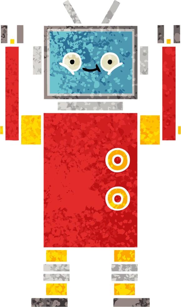 retro illustration style cartoon robot vector