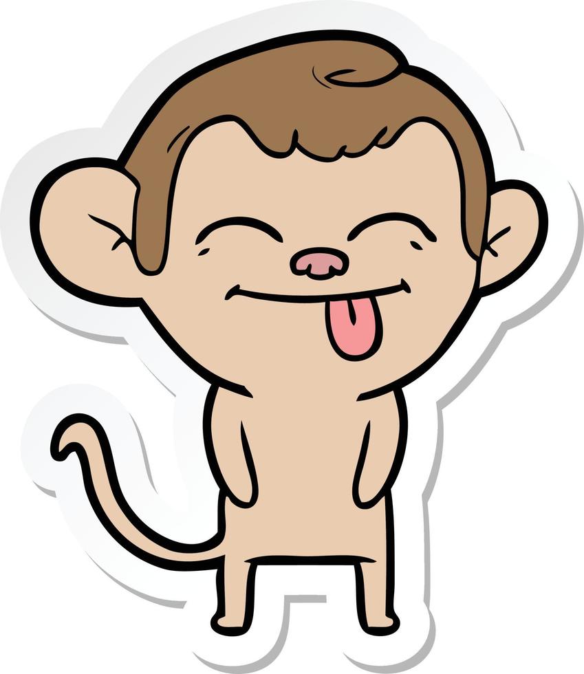 sticker of a funny cartoon monkey vector