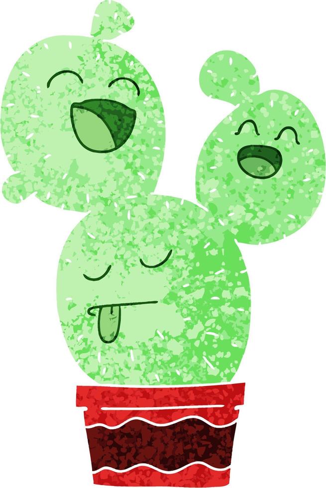 quirky retro illustration style cartoon cactus vector