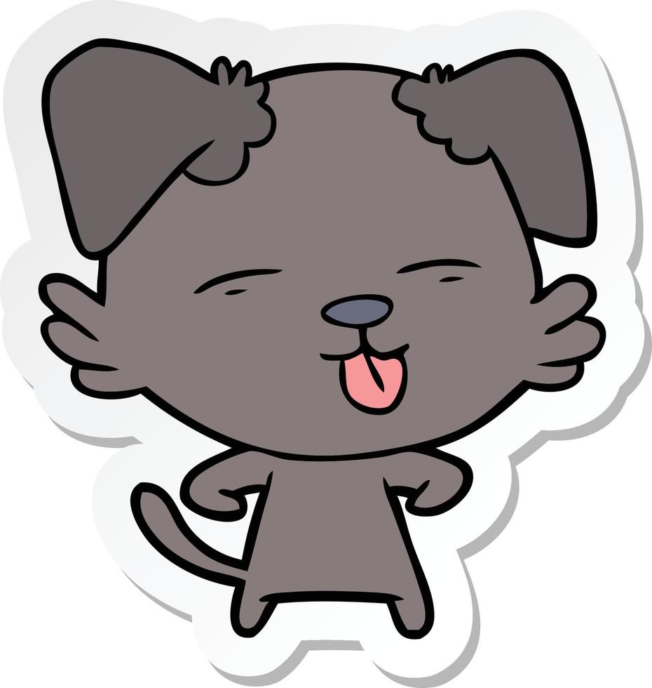 sticker of a cartoon dog sticking out tongue vector