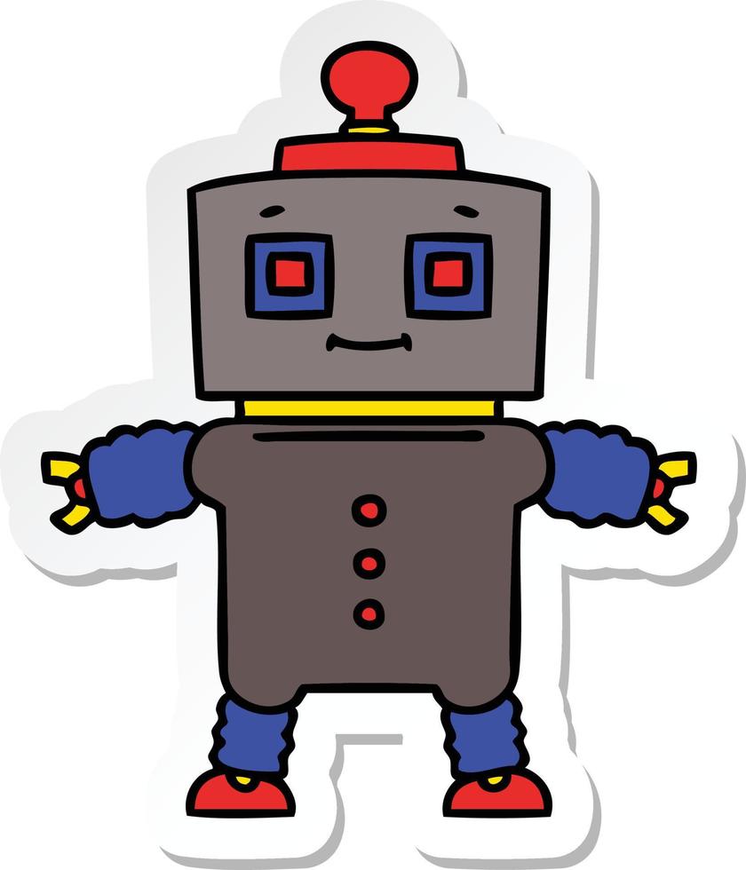 sticker of a quirky hand drawn cartoon robot vector